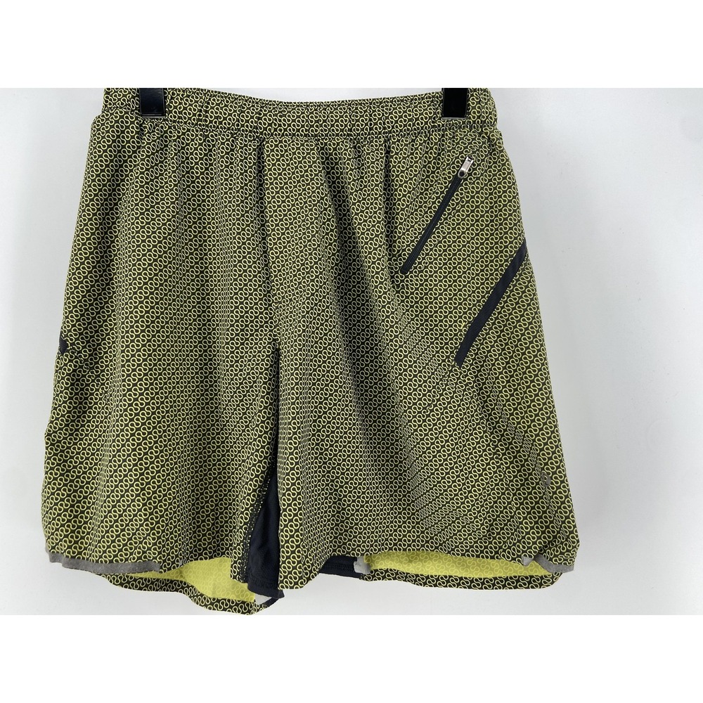 Lululemon Shorts Mens Medium Green Geometric Lined Running 7" Athletic Gym